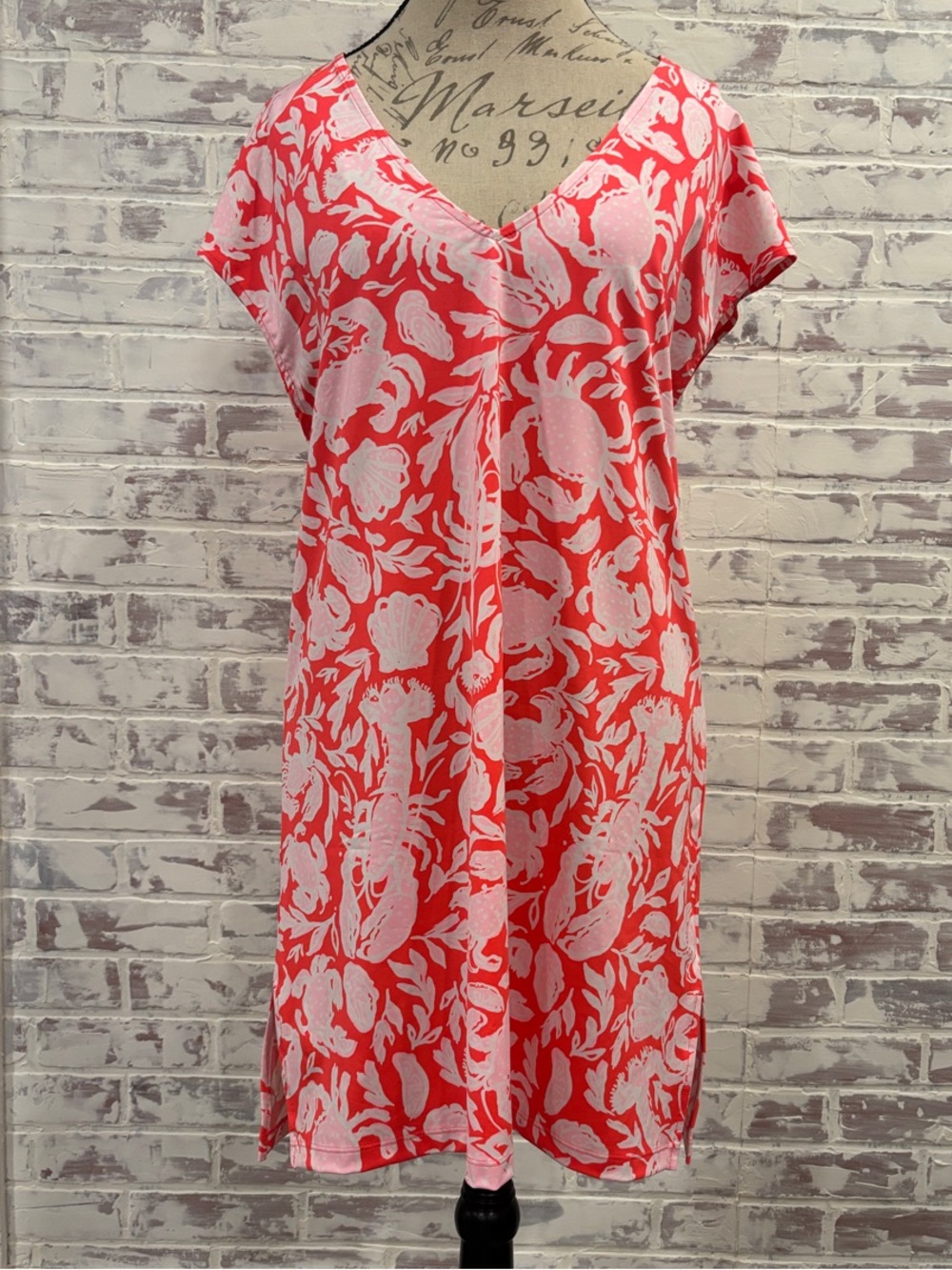 Lilly Pulitzer Talli V-Neck Coverup Dress Cane Coral Crab Print NWT